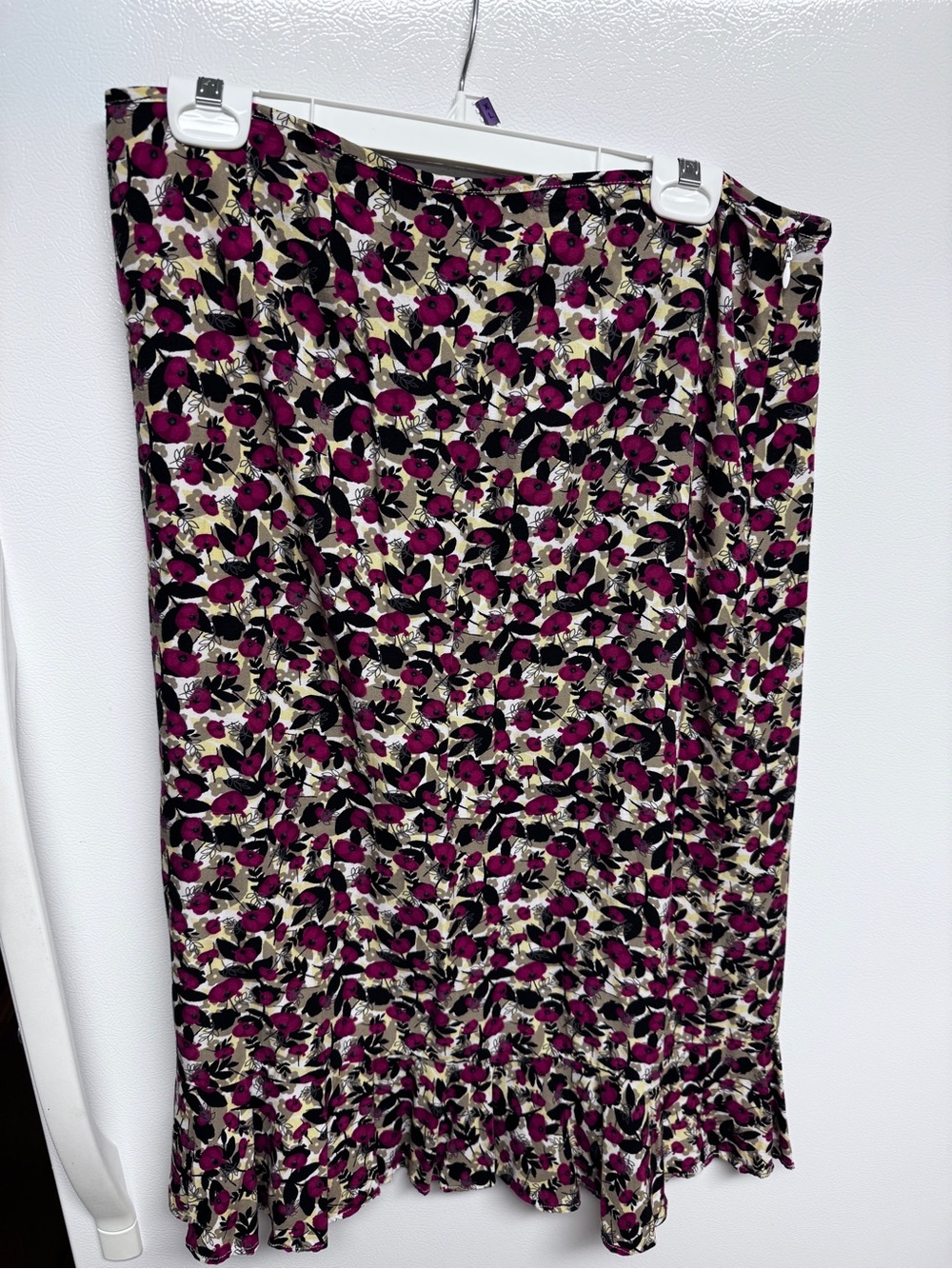 Christopher & Banks Floral Skirt in Magenta, Navy and Cream